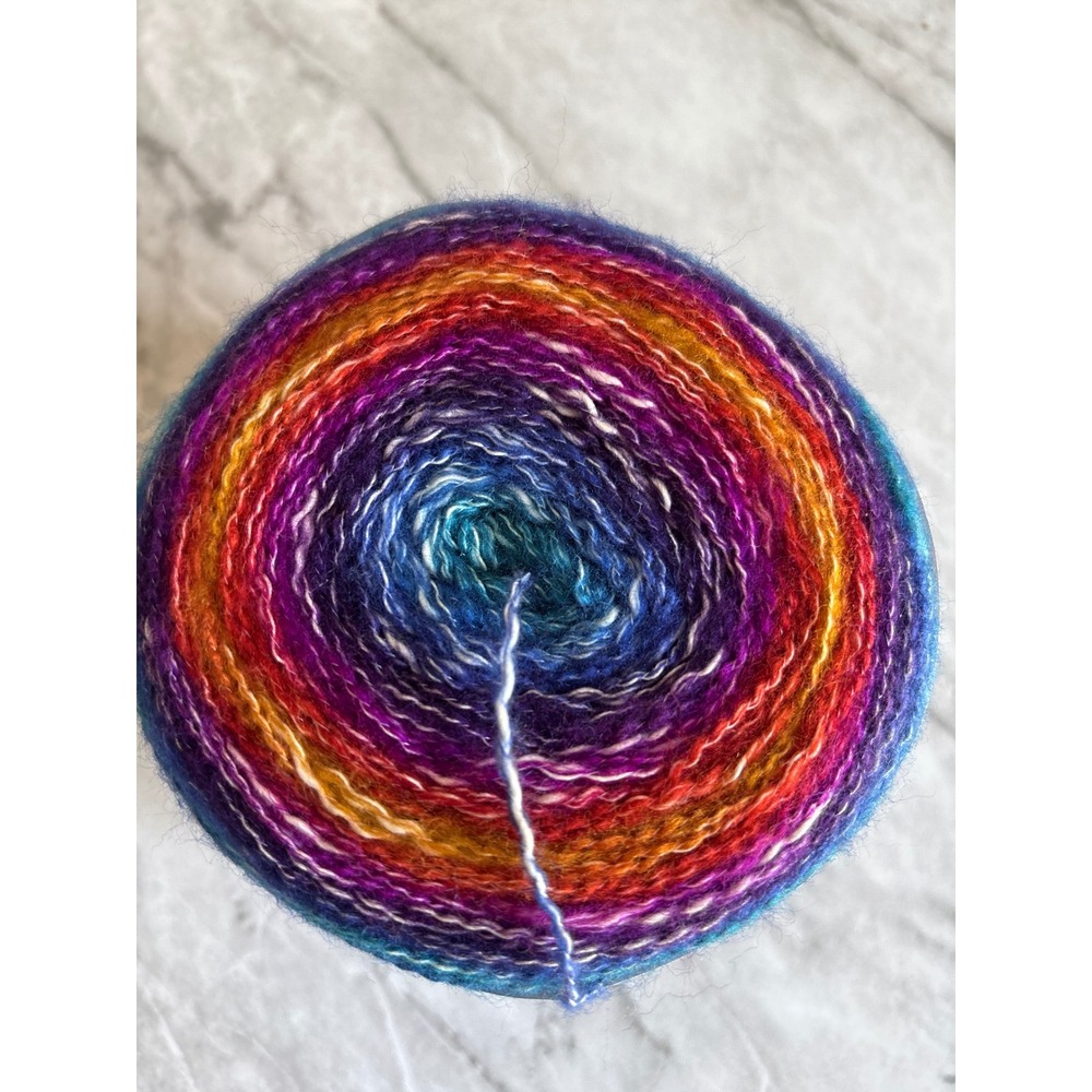 Lion Brand Shawl in a Cake Yarn OS Restful Rainbow New Cotton Blend Gradient - Picture 2 of 7